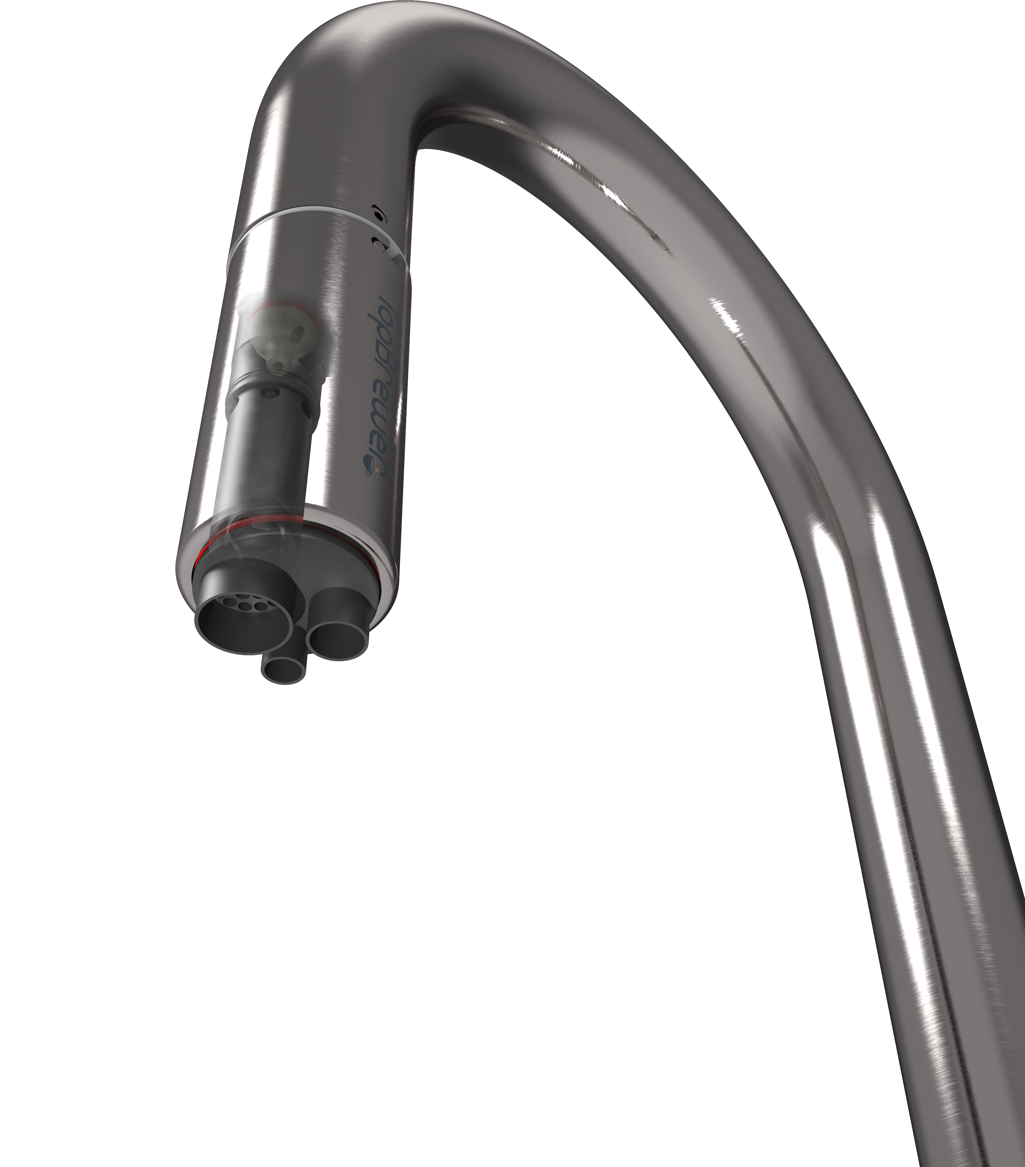 A faucet from TopBrewer showing the inner workings of the milk foamer