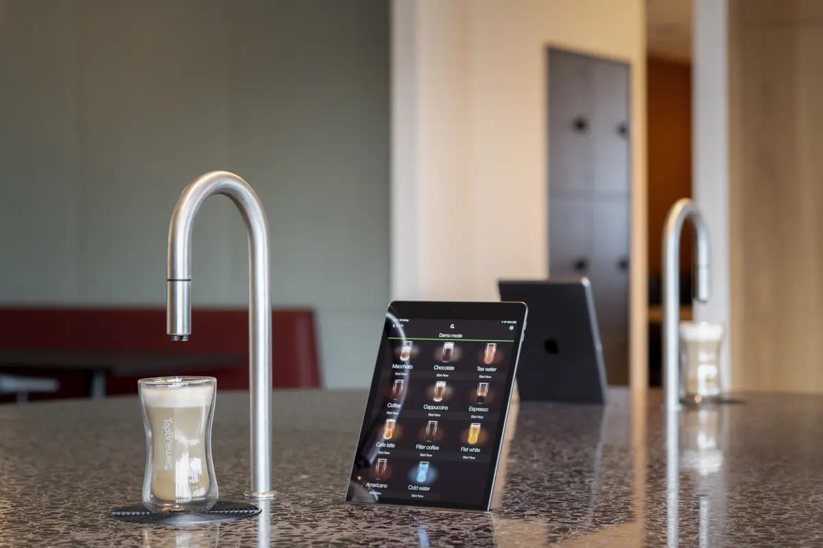 Image showing 2 TopBrewer commercial coffee machines, one in the foreground facing the camera and one in the background facing away