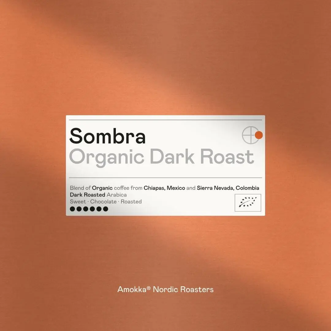 Sombra Organic Dark Roast coffee from Chiapas Mexico and Sierra Nevada Colombia by Amokka