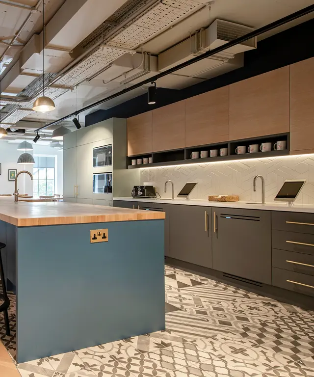 Peldon Rose Office Kitchen Breakout space with two TopBrewers