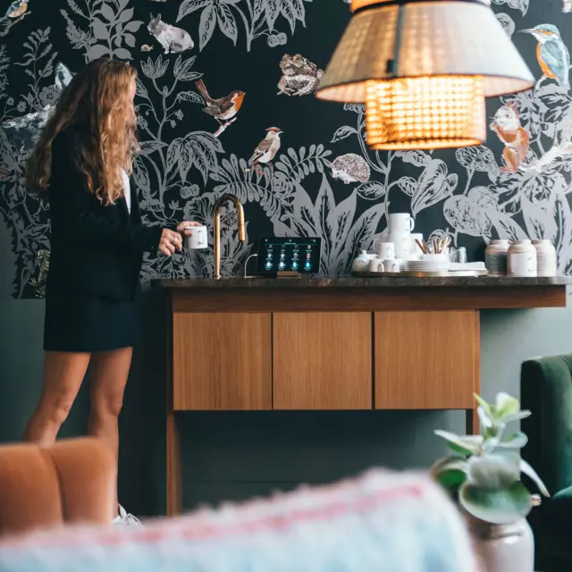 TopBrewer installed behind the wall by the architect at Office Club, Copenhagen