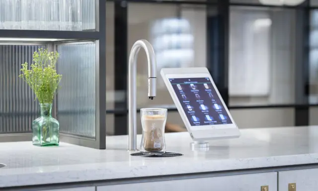 Close up of  TopBrewer commercial coffee machine in the Hilton London Metropole executive lounge