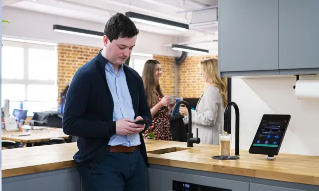Wiser's London HQ kitchen area with TopBrewer coffee machine