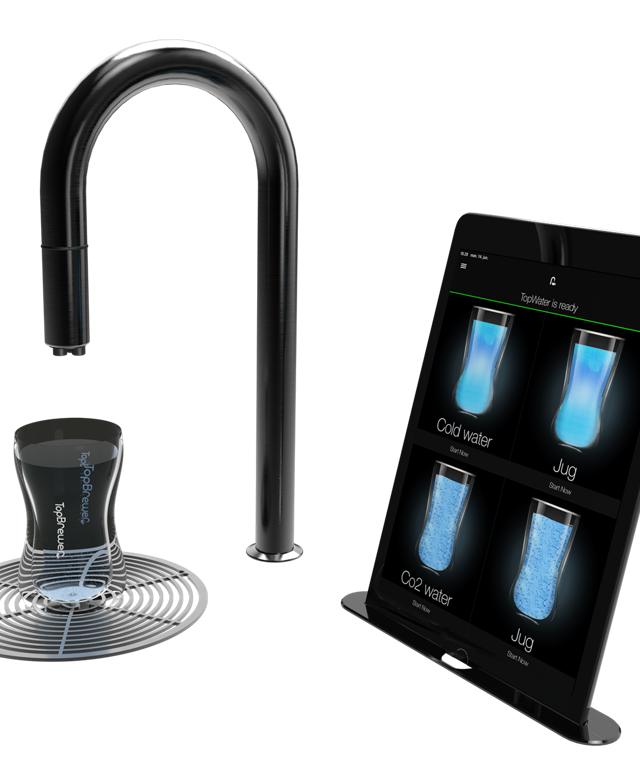 A black faucet for TopBrewer serving sparkling water